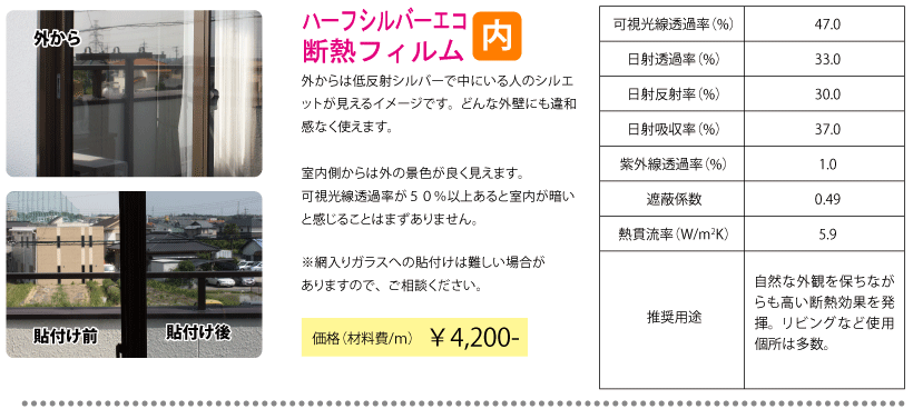クリアーシルバーエコ断熱フィルム